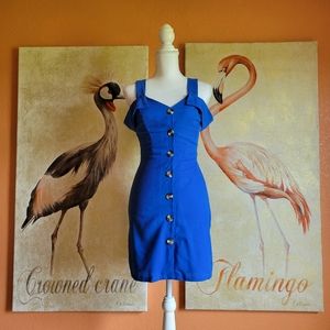 3/$25 NWT Honey & Rosie Button Front Bodycon Dress Blue XS